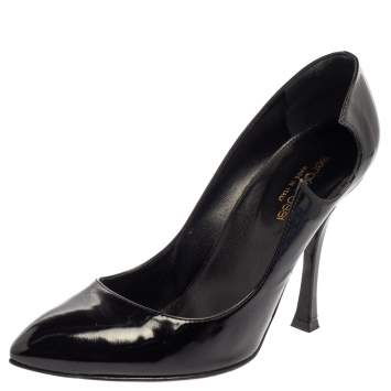 Pre Owned Sergio Rossi Black Patent Leather Pumps Size 38
