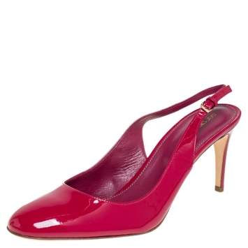 Pre Owned Sergio Rossi Pink Patent Leather Slingback Sandals Size 40.5
