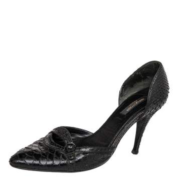 Pre Owned Sergio Rossi Black Python D'orsay Pumps Size 39