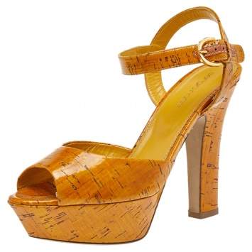 Pre Owned Sergio Rossi Brown Leather Platform Sandals Size 38
