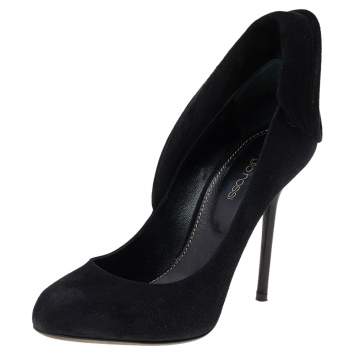 Pre Owned Sergio Rossi Black Suede Swirl Detail Pumps Size 36