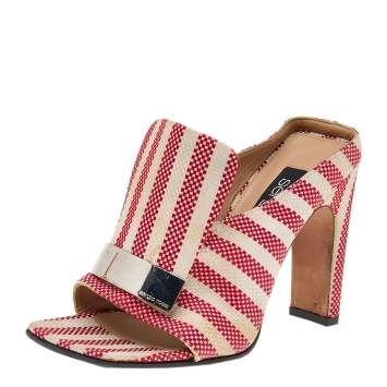 Pre Owned Sergio Rossi Multicolor Striped Fabric Slide Sandals Size 36