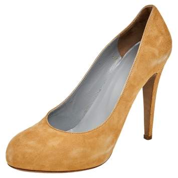 Pre Owned Sergio Rossi Beige Suede Pumps Size 40.5