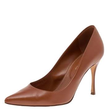 Pre Owned Sergio Rossi Brown Leather Pointed Toe Pumps Size 36
