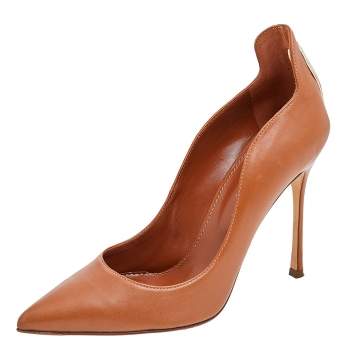 Pre Owned Sergio Rossi Brown Leather Pointed Toe Pumps Size 37