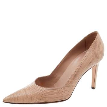 Pre Owned Sergio Rossi Beige Leather Pointed Toe Pumps Size 37