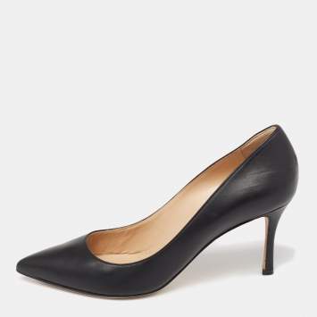 Pre Owned Sergio Rossi Black Leather Pointed-Toe Pumps Size 40