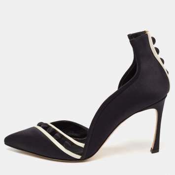 Pre Owned Sergio Rossi Black Satin D'orsay Pointed Toe Pumps Size 38