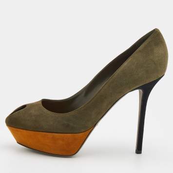 Pre Owned Sergio Rossi Multicolor Suede Cachet Platform Pumps Size 40