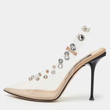 Pre Owned Sergio Rossi Transparent PVC Studded Slingback Pumps Size 40