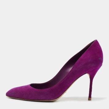 مملوكة مسبقًا Sergio Rossi Purple Suede Pointed Toe  Pumps Size 38