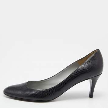 Pre Owned Sergio Rossi Black lizard Embossed Leather Round Toe Pumps Size 40