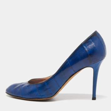 Pre Owned Sergio Rossi Two Tone Eel Leather Round Toe Pumps Size 40.5