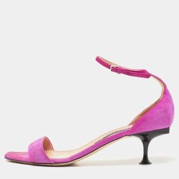 Pre Owned Sergio Rossi Pink Suede Ankle Strap Sandals Size 41