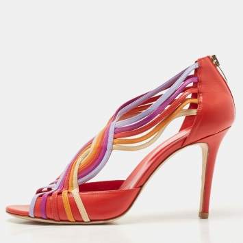مملوكة مسبقًا Sergio Rossi Multicolor Leather Strappy Sandals Size 40.5