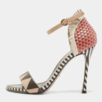 مملوكة مسبقًا Sergio Rossi Multicolor Leather Ankle Strap Sandals Size 38.5