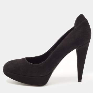 Pre Owned Sergio Rossi Black Suede Platform Pumps Size 39