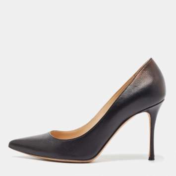 Pre Owned Sergio Rossi Black Leather Pointed Toe Pumps Size 37