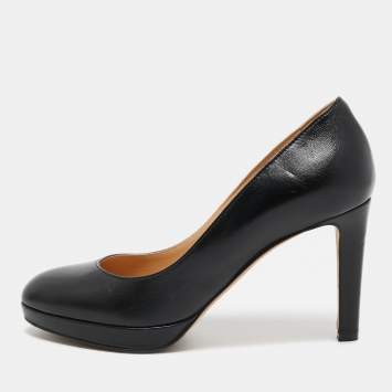 Pre Owned Sergio Rossi Black Leather Platform Pumps Size 36