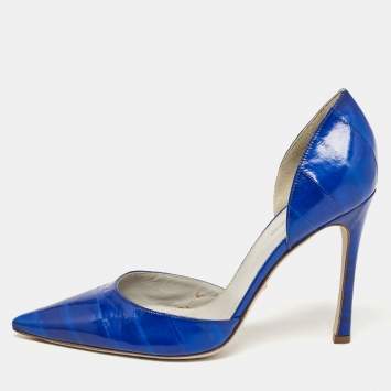 Pre Owned Sergio Rossi Blue Eel D'orsay Pumps Size 38