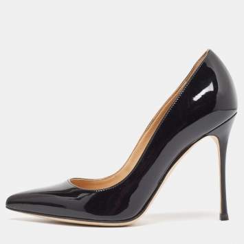 Pre Owned Sergio Rossi Black Patent Leather Pointed Toe Pumps Size 36