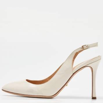 Pre Owned Sergio Rossi Beige Leather Slingback Pumps Size 38