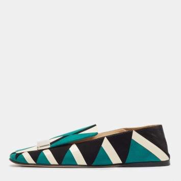 Pre Owned Sergio Rossi Multicolor Suede Flat Mules Size 36