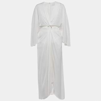 Pre Owned Significant Other White Textured Crepe Provence Cutout Maxi Dress S