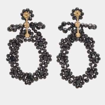 Pre Owned Simone Rocha Black Beaded Gold Tone Earrings