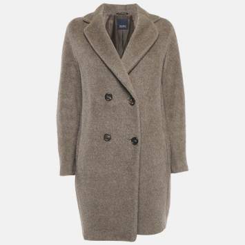 Pre Owned S'Max Mara Grey Felt Double Breasted Coat M
