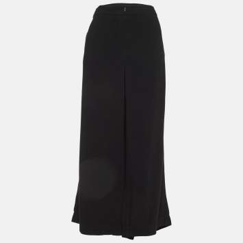 Pre Owned S' Max Mara Black Crepe Wide Leg Trousers XL