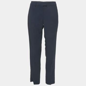 Pre Owned S'Max Mara Navy Blue Crepe Trousers M