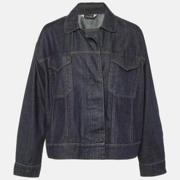 Pre Owned S'Max Mara Dark Blue Denim Oversized Jacket L