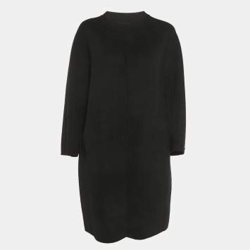 مملوكة مسبقًا S'Max Mara Black Felt Mid-Length Coat L