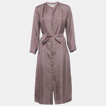 Pre Owned S'Max Mara Mauve Printed Silk Midi Dress L