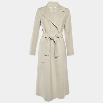 مملوكة مسبقًا S'Max Mara Ecru Wool Belted Long Coat M
