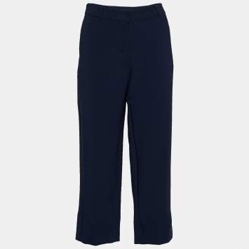 Pre Owned S' Max Mara Dark Blue Regular Fit Trousers M