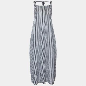 Pre Owned S'Max Mara Blue and White Striped Sleeveless Maxi Dress XL