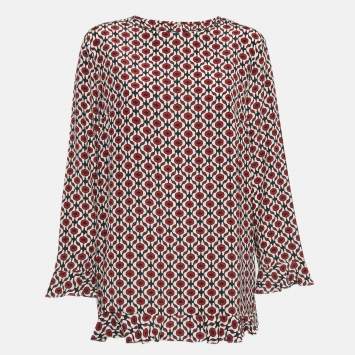 Pre Owned S'Max Mara Multicolor Printed Silk Top L