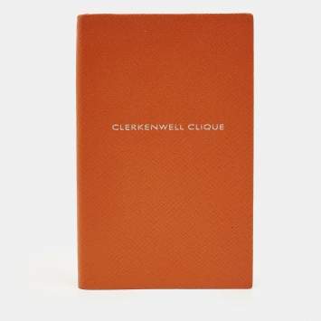 Pre Owned Smythson Clerkenwell Clique Notebook Orange Leather