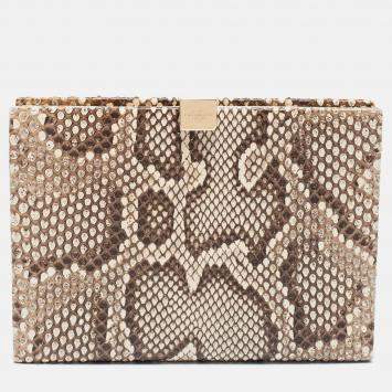 Pre Owned Smythson Beige Python Soho Clutch