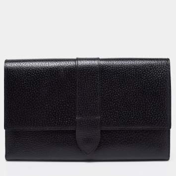Pre Owned Smythson Black Leather Travel Document Holder