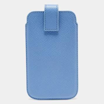 Pre Owned Smythson Blue Leather Phone Cover