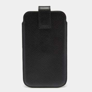 Pre Owned Smythson Black Leather Phone Cover