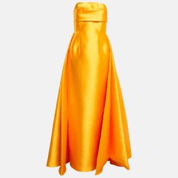 Pre Owned Solace London Mustard Yellow Tiffany Bandeau Maxi Dress M
