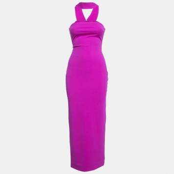 Pre Owned Solace London Pink Crepe Maxi Dress S