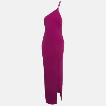 Pre Owned Solace London Purple Crepe One-Shoulder Maxi Dress M