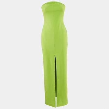 Solace London Lime Green Crepe Strapless Maxi Dress M