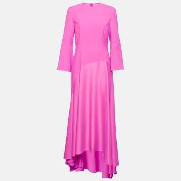 Pre Owned Solace London Pink Satin Storm Maxi Dress L