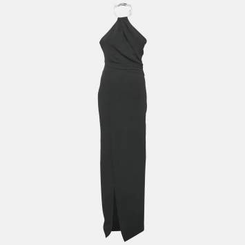 Pre Owned Solace London Black Crepe Danette Long Dress S